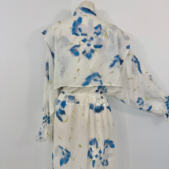 LEMAIRE Floral Print Duster Layered Shirt Dress Midi L - Picture 10 of 16
